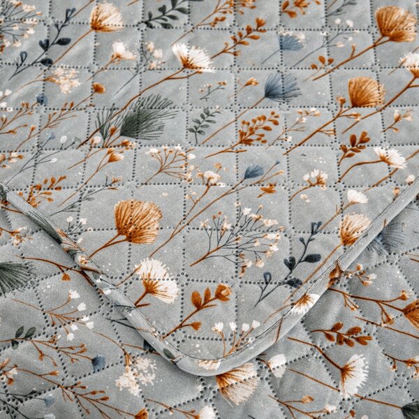 Prehoz na posteľ BOTANIC FIELD, sivý Rozmer: 220 x 240 cm