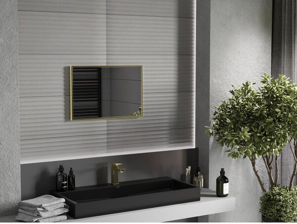 Mexen Loft obdĺžnikové kúpeľňové zrkadlo 60 x 40 cm, zlatý rám - 9852-060-040-000-50