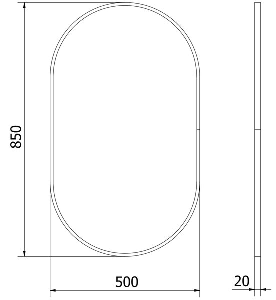 Mexen Loft oválne kúpeľňové zrkadlo 85 x 50 cm, zlatý rám - 9851-085-050-000-50