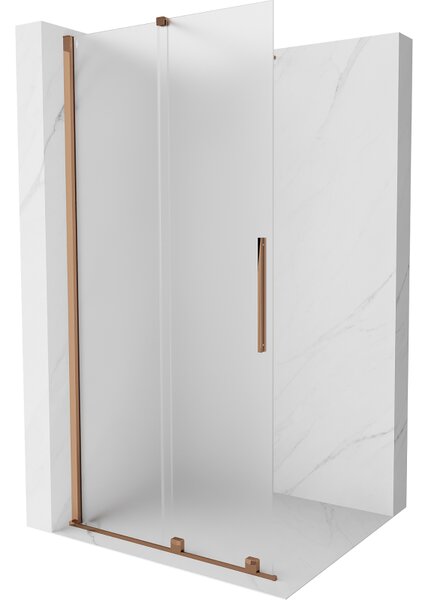 Mexen Velar, sprchová zástena s posuvnými dverami Walk-in 80 x 200 cm, 8mm sklo námraza, ružové zlato, 871-080-000-33-60