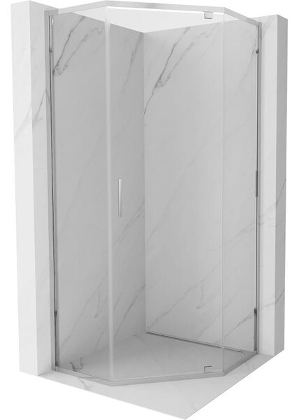 Mexen Exo penta hranatá sprchová kabína s otočnými dverami 80 x 80 cm, transparentná, chróm - 812-080-080-01-00