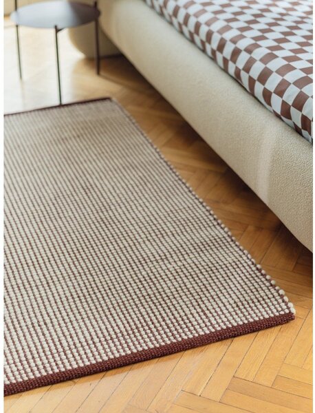 Vínovočervený/v prírodnej farbe ručne tkaný vlnený koberec 140x200 cm Talo – noo.ma
