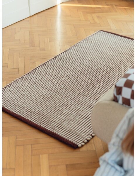 Vínovočervený/v prírodnej farbe ručne tkaný vlnený koberec 140x200 cm Talo – noo.ma