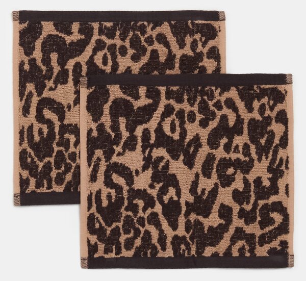 Sinsay - Bavlnené uteráky s leopardím vzorom 2 pack - hnedá