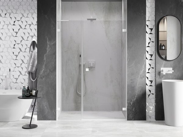 Mexen Lunar-B L pravé sprchové dvere otváracie 120 cm, transparentné, biele - 832SL-120-050-20-00-P