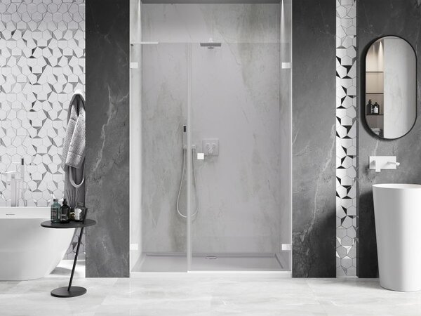 Mexen Lunar-B L pravé sprchové dvere otváracie 120 cm, transparentné, biele - 832SL-120-050-20-00-P