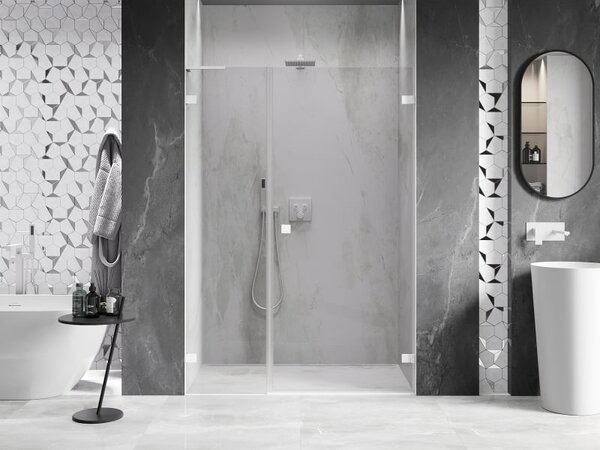 Mexen Lunar-B L pravé sprchové dvere otváracie 120 cm, transparentné, biele - 832SL-120-050-20-00-P