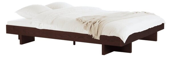 Hnedá dvojlôžková posteľ z MDF v dekore jaseňa bez čela s roštom 140x200 cm Kito – noo.ma