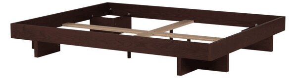 Hnedá dvojlôžková posteľ z MDF v dekore jaseňa bez čela s roštom 140x200 cm Kito – noo.ma