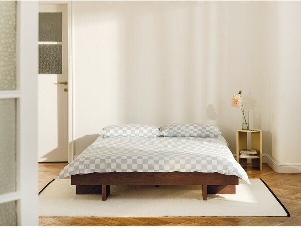 Hnedá dvojlôžková posteľ z MDF v dekore jaseňa bez čela s roštom 140x200 cm Kito – noo.ma