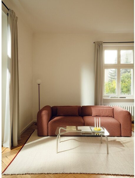 Červený/béžový ručne tkaný vlnený behúň 80x170 cm Lenu – noo.ma