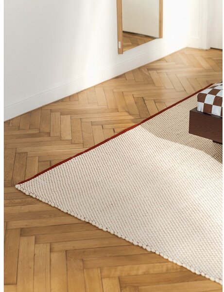 Červený/béžový ručne tkaný vlnený behúň 80x170 cm Lenu – noo.ma