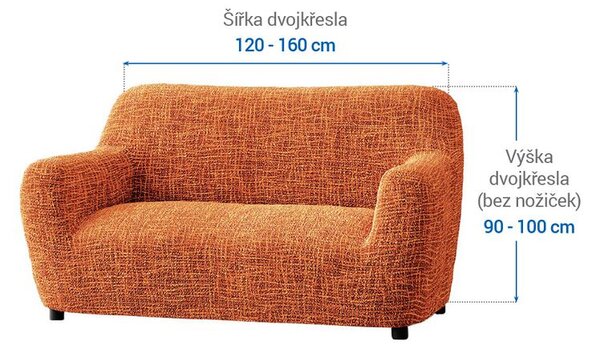 Bielastické poťahy GRAFITI NOVÉ tehlové dvojkreslo (š. 120 - 160 cm)
