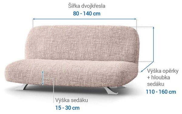 Bielastické poťahy GRAFITI NOVÉ béžové dvojkreslo s drevenými rúčkami (š. 80 - 140 cm)