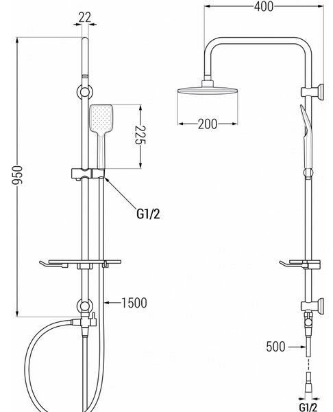Mexen T62 sprchový stĺp, biely - 798626293-20
