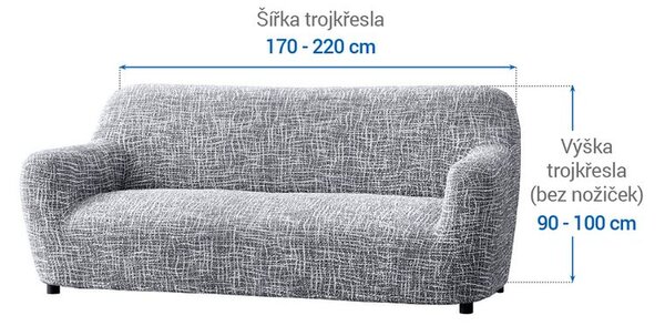 Bielastické poťahy GRAFITI NOVÉ antracit trojkreslo (š. 170 - 220 cm)