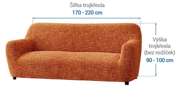 Bielastické poťahy GRAFITI NOVÉ tehlové trojkreslo (š. 170 - 220 cm)