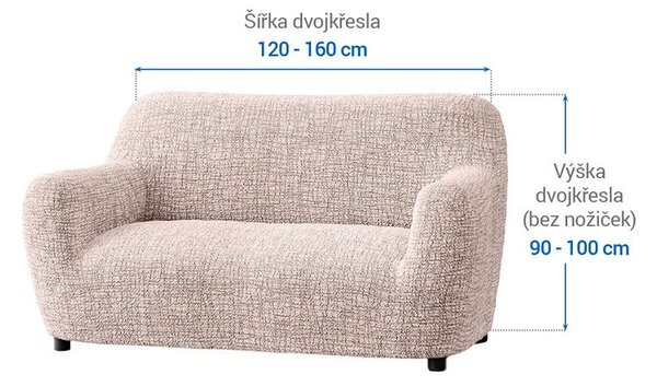 Bielastické poťahy GRAFITI NOVÉ béžové dvojkreslo (š. 120 - 160 cm)