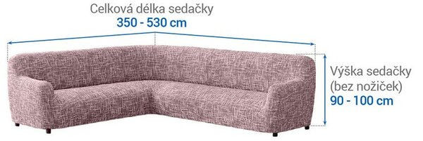 Bielastické poťahy GRAFITI NOVÉ gaštanovo hnedé rohová sedačka (š. 350 - 530 cm)