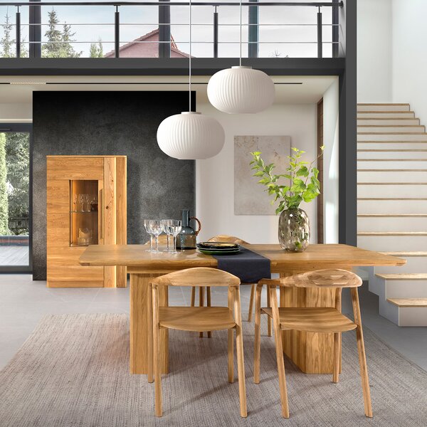 Szynaka Vitrína London 15 98 cm z masívu s LED osvetlením dub prírodný