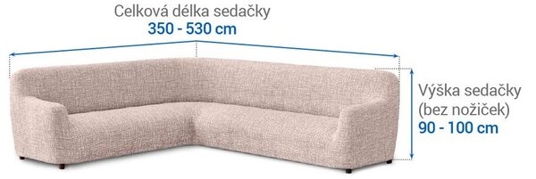 Bielastické poťahy GRAFITI NOVÉ béžové rohová sedačka (š. 350 - 530 cm)