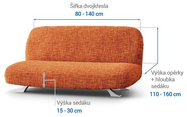 Bielastické poťahy GRAFITI NOVÉ tehlové dvojkreslo s drevenými rúčkami (š. 80 - 140 cm)