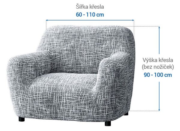 Bielastické poťahy GRAFITI NOVÉ antracit kreslo (š. 60 - 110 cm)
