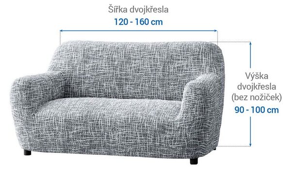 Bielastické poťahy GRAFITI NOVÉ antracit dvojkreslo (š. 120 - 160 cm)