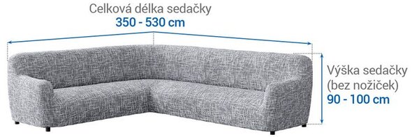 Bielastické poťahy GRAFITI NOVÉ antracit rohová sedačka (š. 350 - 530 cm)