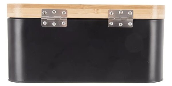 Orion Chlebník BLACK, plech/bambus, 30 x 19,5 x 14,5 cm