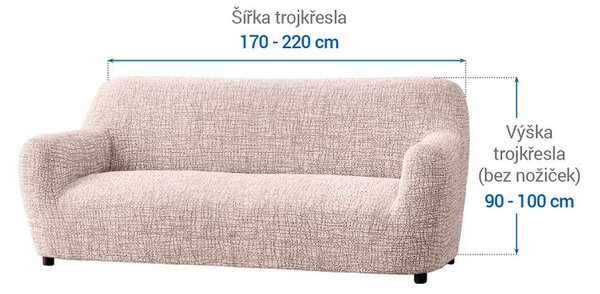 Bielastické poťahy GRAFITI NOVÉ béžové trojkreslo (š. 170 - 220 cm)