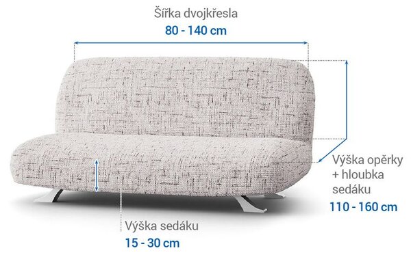 Bielastické poťahy VITTORIA smotanová dvojkreslo s drevenými rúčkami (š. 80 -140 cm)