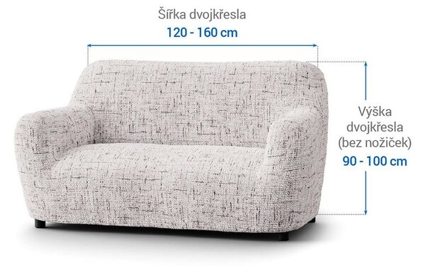 Bielastické poťahy VITTORIA smotanová dvojkreslo (š. 120 - 160 cm)