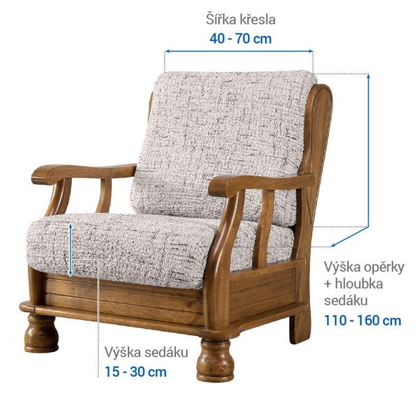 Bielastické poťahy VITTORIA smotanová kreslo s drevenými rúčkami (š. 40 - 70 cm)