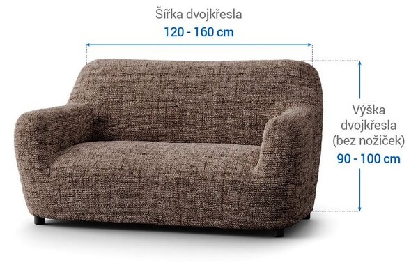 Bielastické poťahy VITTORIA hnedá dvojkreslo (š. 120 - 160 cm)