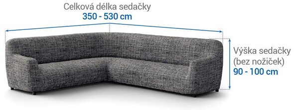 Bielastické poťahy VITTORIA šedá rohová sedačka (š. 350 - 530 cm)