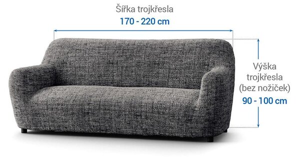 Bielastické poťahy VITTORIA šedá trojkreslo (š. 170 - 220 cm)