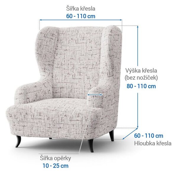 Bielastické poťahy VITTORIA smotanová kreslo ušiak (š. 60 - 110 cm)