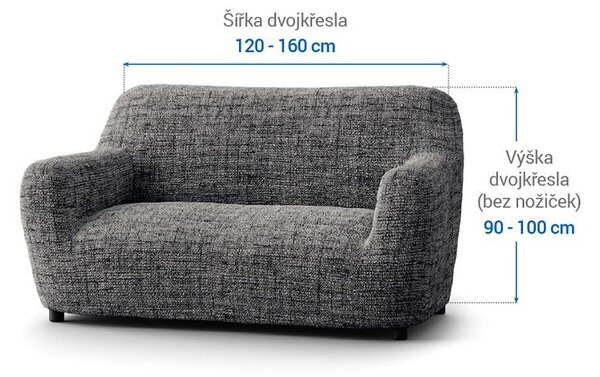 Bielastické poťahy VITTORIA šedá dvojkreslo (š. 120 - 160 cm)