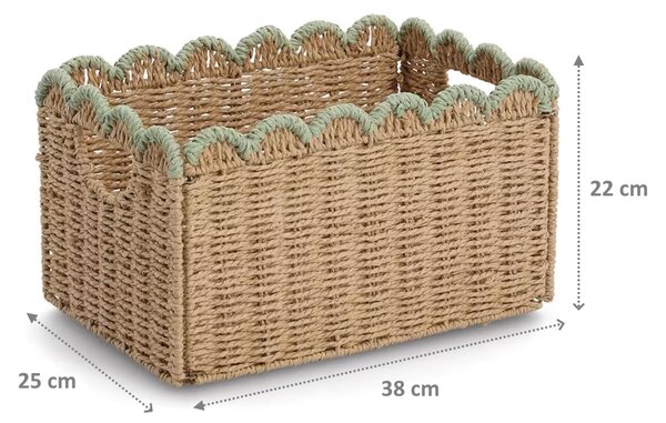 Zeller Present Úložný kôš, prírodný materiál, mätový, skladací MATHA - 38 x 25 x 22cm