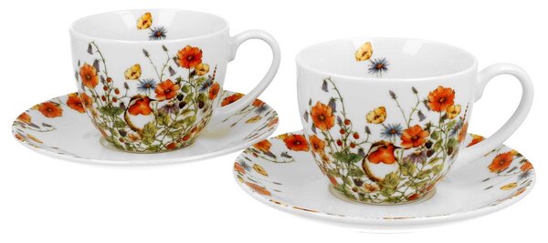 Porcelánová šálka s podšálkou Wild Birds 280 ml sada 2ks