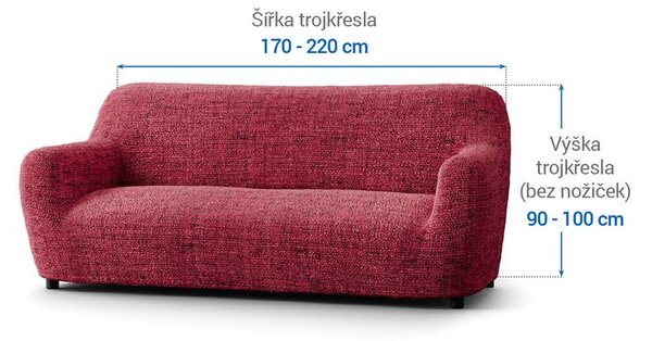 Bielastické poťahy VITTORIA bordó trojkreslo (š. 170 - 220 cm)