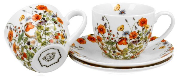 Porcelánová šálka s podšálkou Wild Birds 280 ml sada 2ks