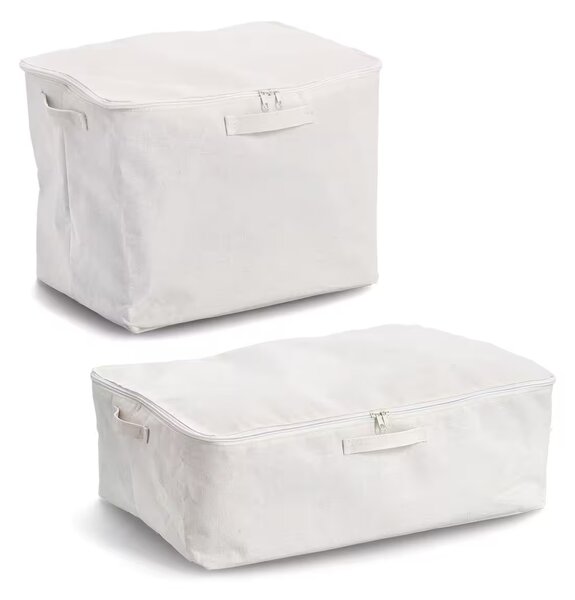 Zeller Present Úložný textilný box so zipsom na uloženie textilu CREAM, 38 × 27 × 27 cm
