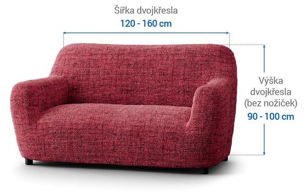 Bielastické poťahy VITTORIA bordó dvojkreslo (š. 120 - 160 cm)