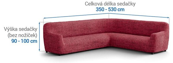 Bielastické poťahy VITTORIA bordó rohová sedačka (š. 350 - 530 cm)