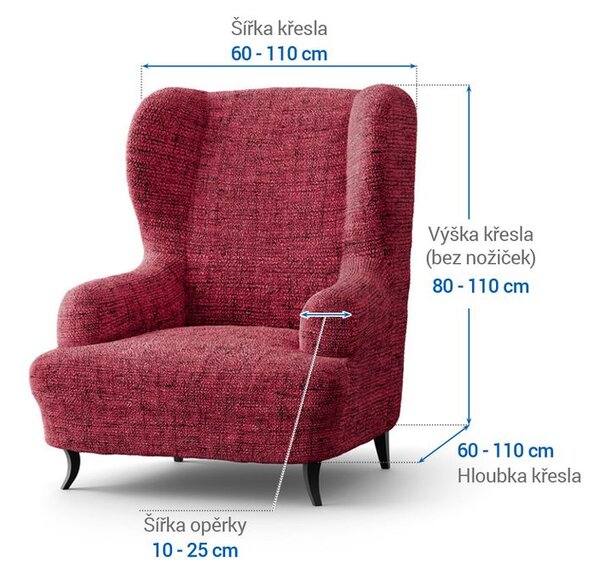 Bielastické poťahy VITTORIA bordó kreslo ušiak (š. 60 - 110 cm)