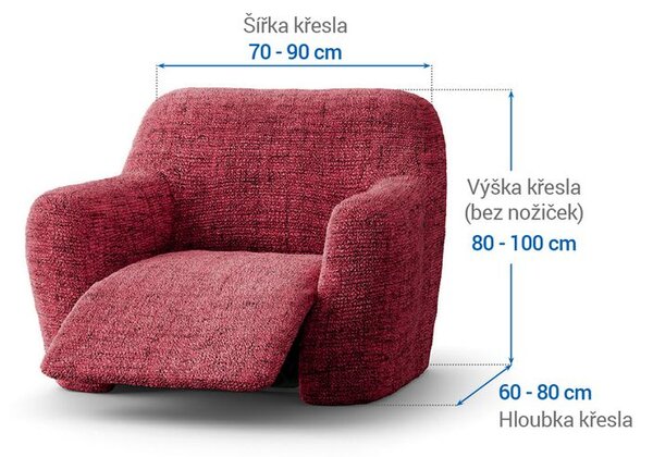 Bielastické poťahy VITTORIA bordó relaxačné kreslo (š. 70 - 90 cm)