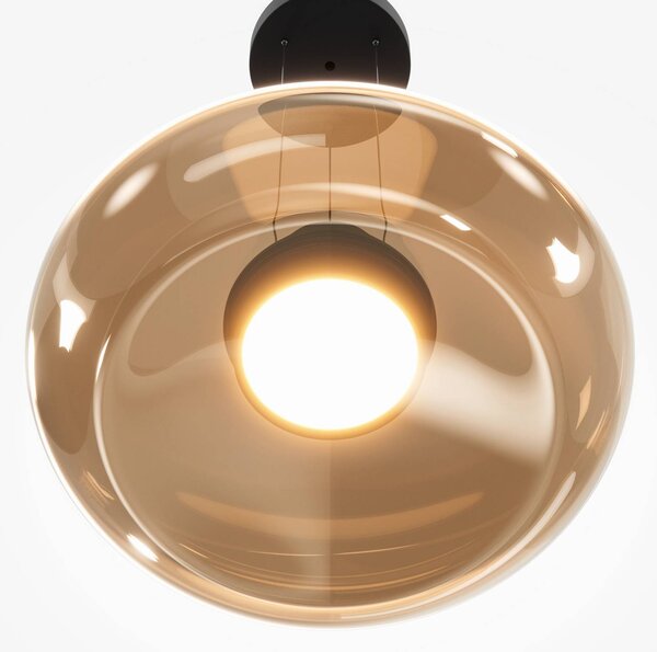 LED závesné svietidlo Bassa, olivovo zelené, Ø 45 cm, sklo, stmievateľné, Zelená, Obývacia izba / jedáleň, Sklo, Moderný, Závesné svietidlo