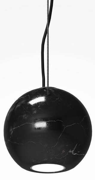 Závesné svietidlo BASIC TEXTURE, čierne, Ø 12 cm, mramor, GU10, Čierna, Obývacia izba / jedáleň, Kameň, Moderný, Závesné svietidlo